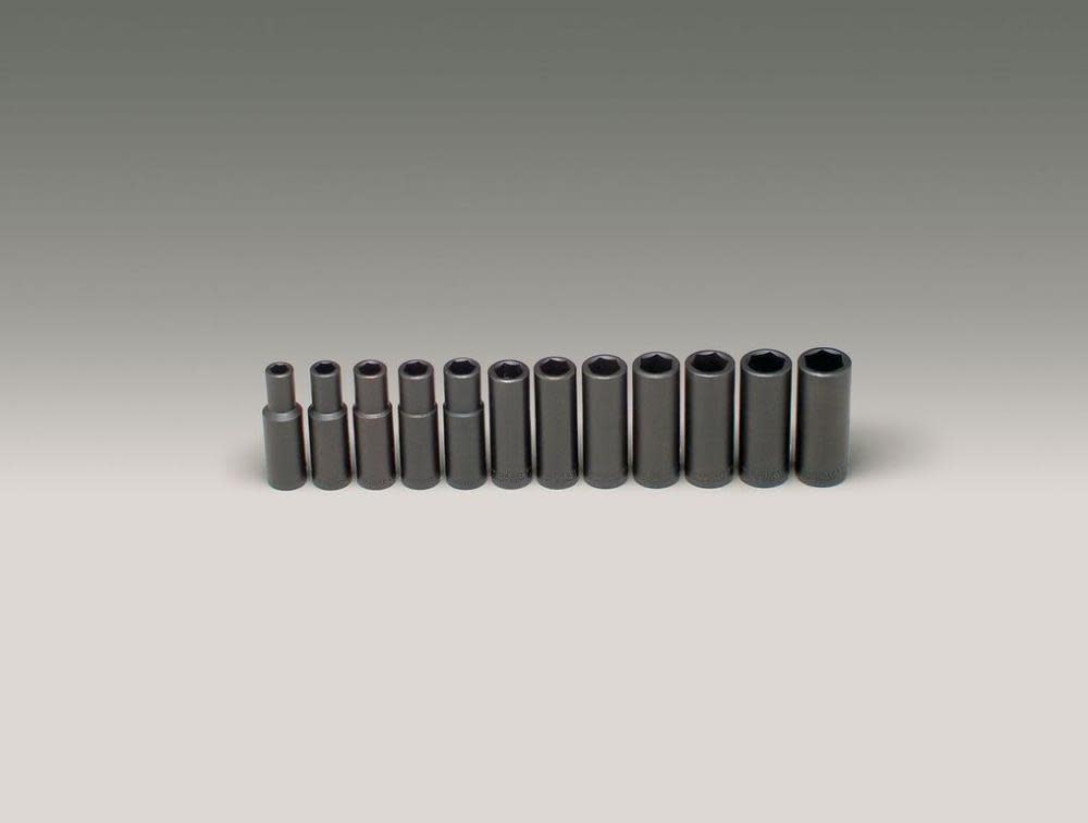Wright Tool 1/2 In. Dr. 12 pc. 6 Pt. Deep Metric Impact Socket Set - Flockneti
