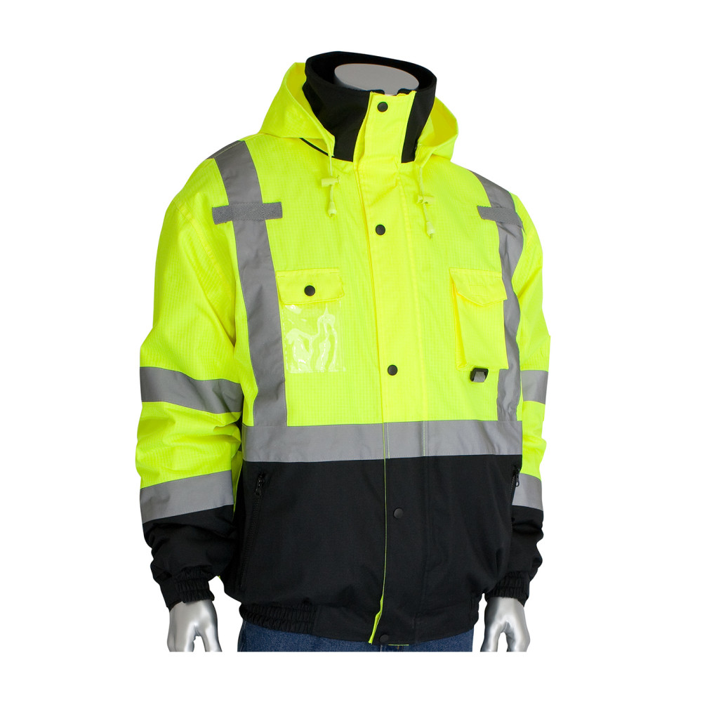 Protective Industrial Products ANSI R3 Premium Plus Bomber Jacket Hi Vis Lime Yellow Small - Flockneti