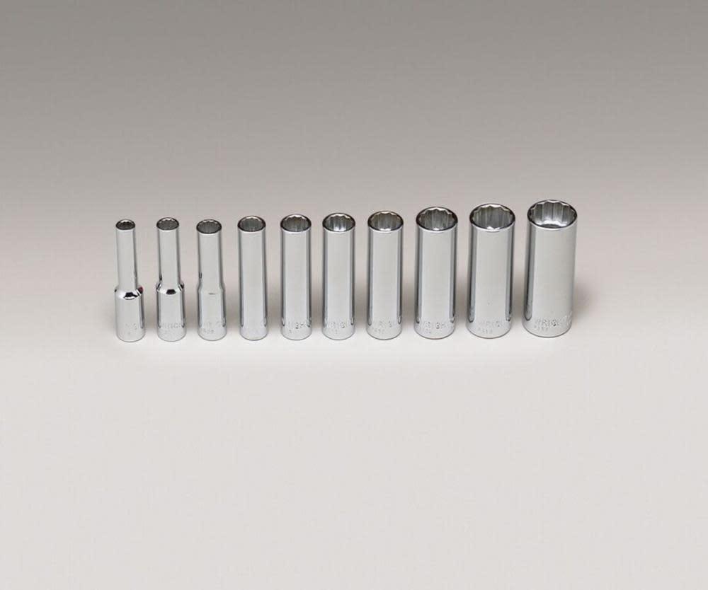 Wright Tool 1/4 In. Dr. 10 pc. 12 Pt. Deep Socket Set - Flockneti