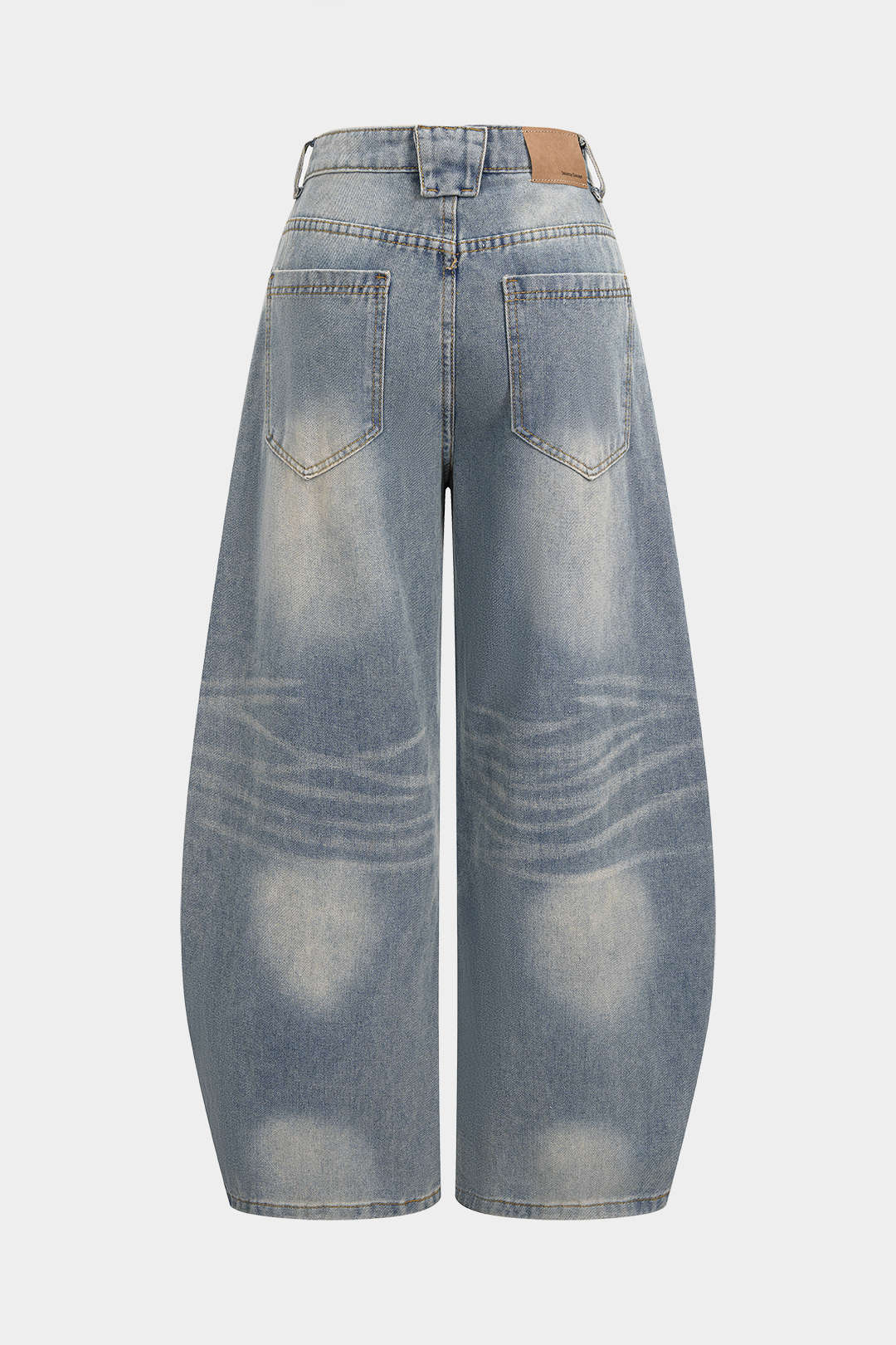 Denim Metallic Buckle Wide Leg Jeans - Flockneti