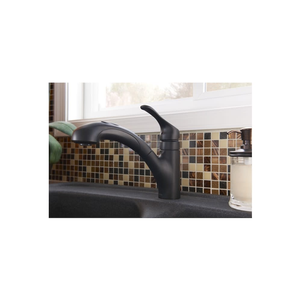 Moen Renzo Kitchen Faucet Matte Black 1 Handle Low Arc Pullout - Flockneti