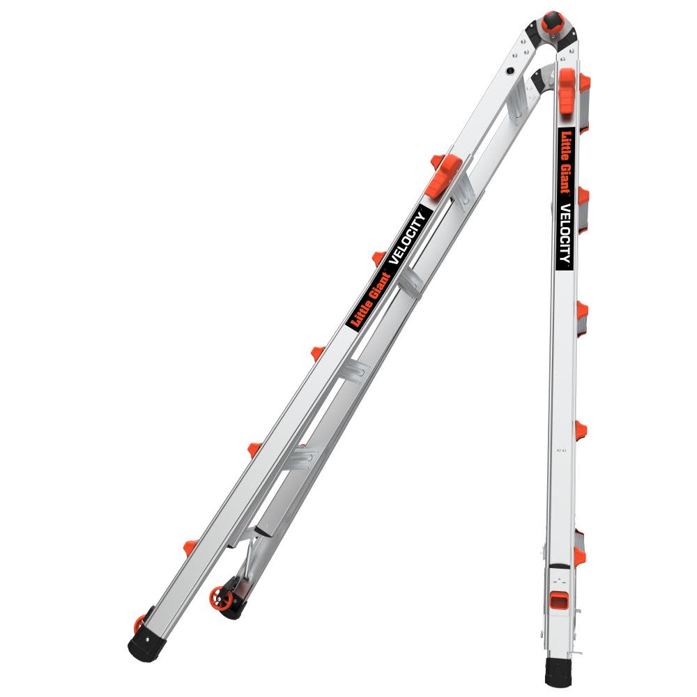 Little Giant Safety Velocity Model 22 – ANSI Type IA – 300 lb Rated Aluminum Articulated Extendable Ladder with Ratchet Levelers - Flockneti