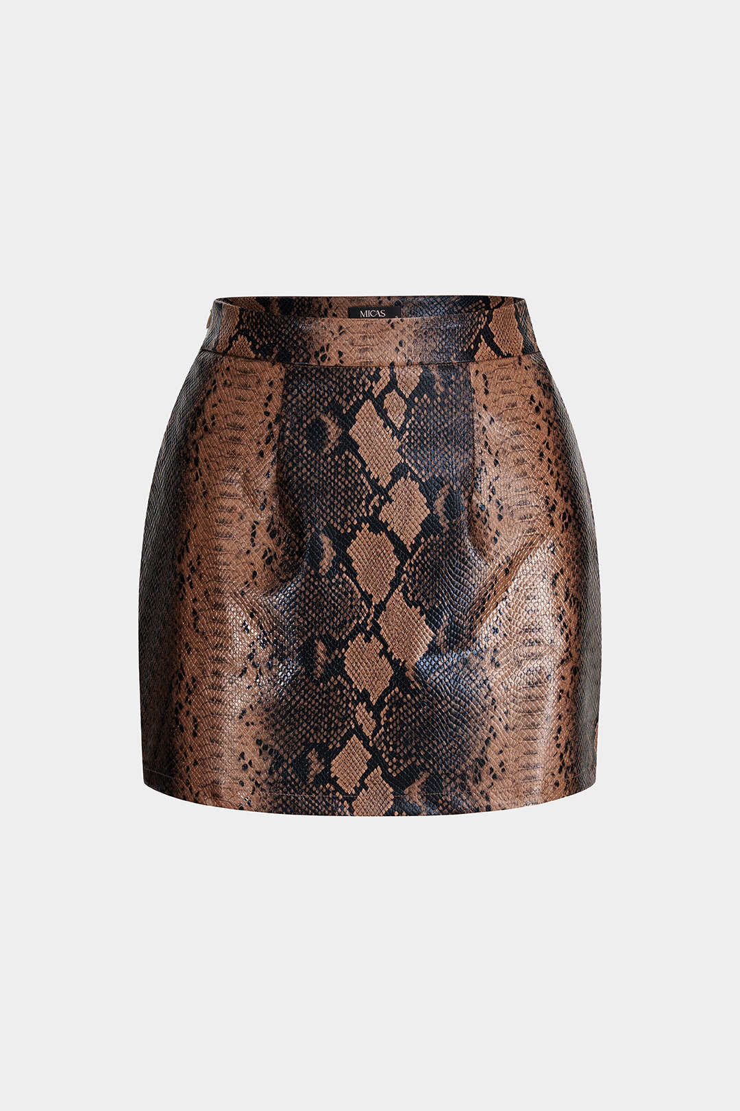 Snake Skin Print Faux Leather Skirt - Flockneti