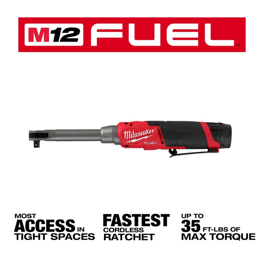 Milwaukee M12 FUEL 3/8″ Extended Reach High Speed Ratchet Kit - Flockneti