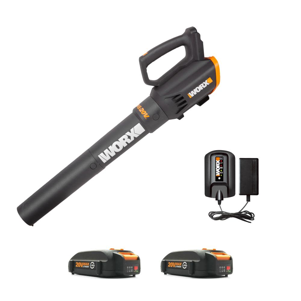 Worx 20V Power Share Turbine Cordless Two Speed Leaf Blower (2 Batteries) - Flockneti
