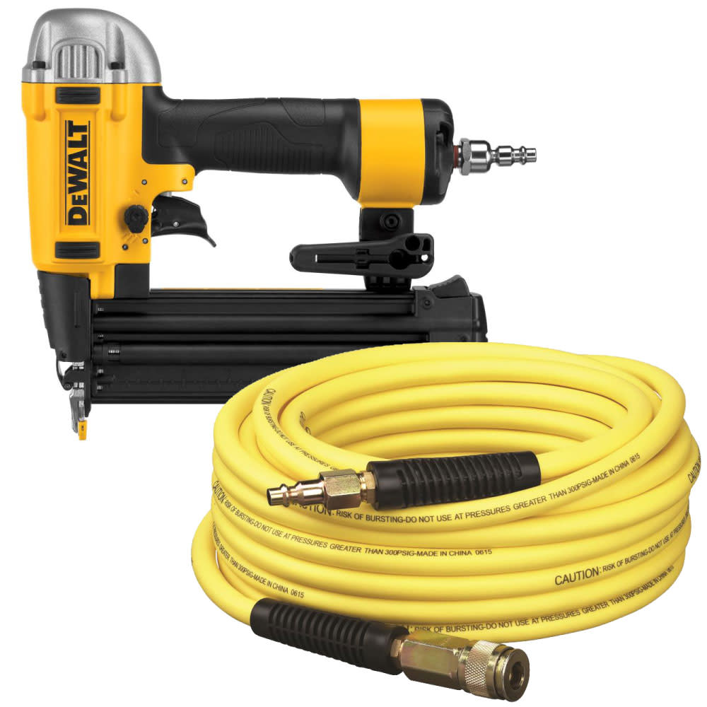 DEWALT 18 Gauge Brad Nailer & 1/4″ x 50′ Air Hose - Flockneti