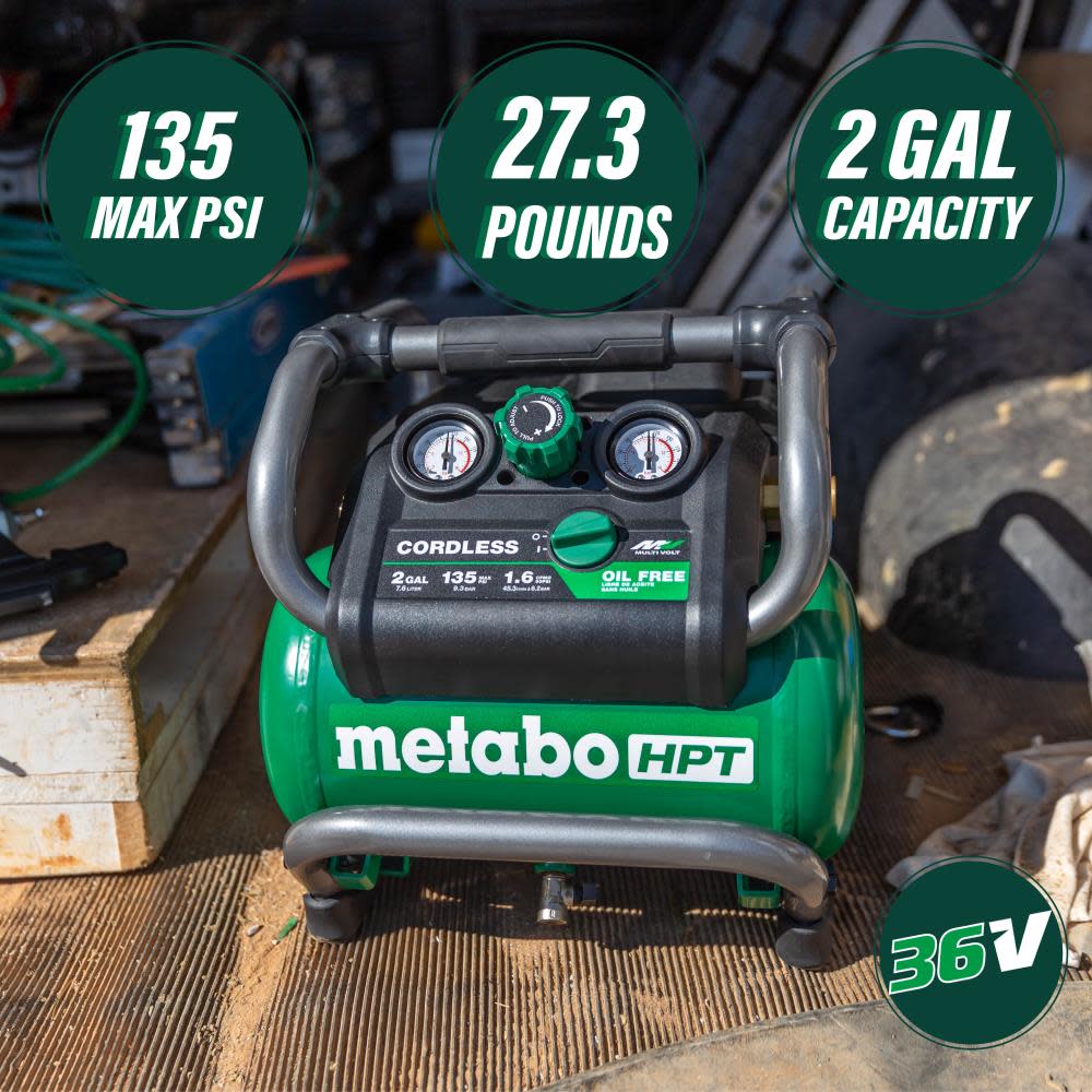 Metabo HPT 36V MultiVolt 2 Gallon Cordless Compressor - Flockneti