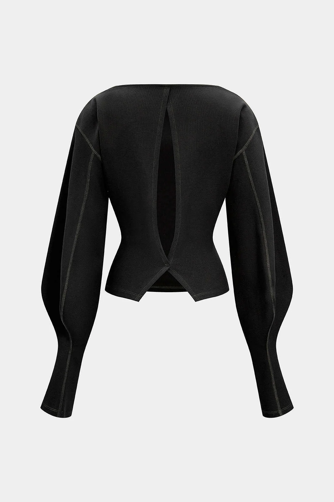 Off Shoulder Slit Corset Waist Gigot Sleeve Sweatshirt - Flockneti
