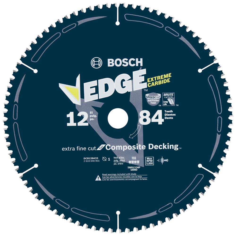 Bosch 12 In. 84 Tooth Edge Circular Saw Blade for Composite Decking - Flockneti