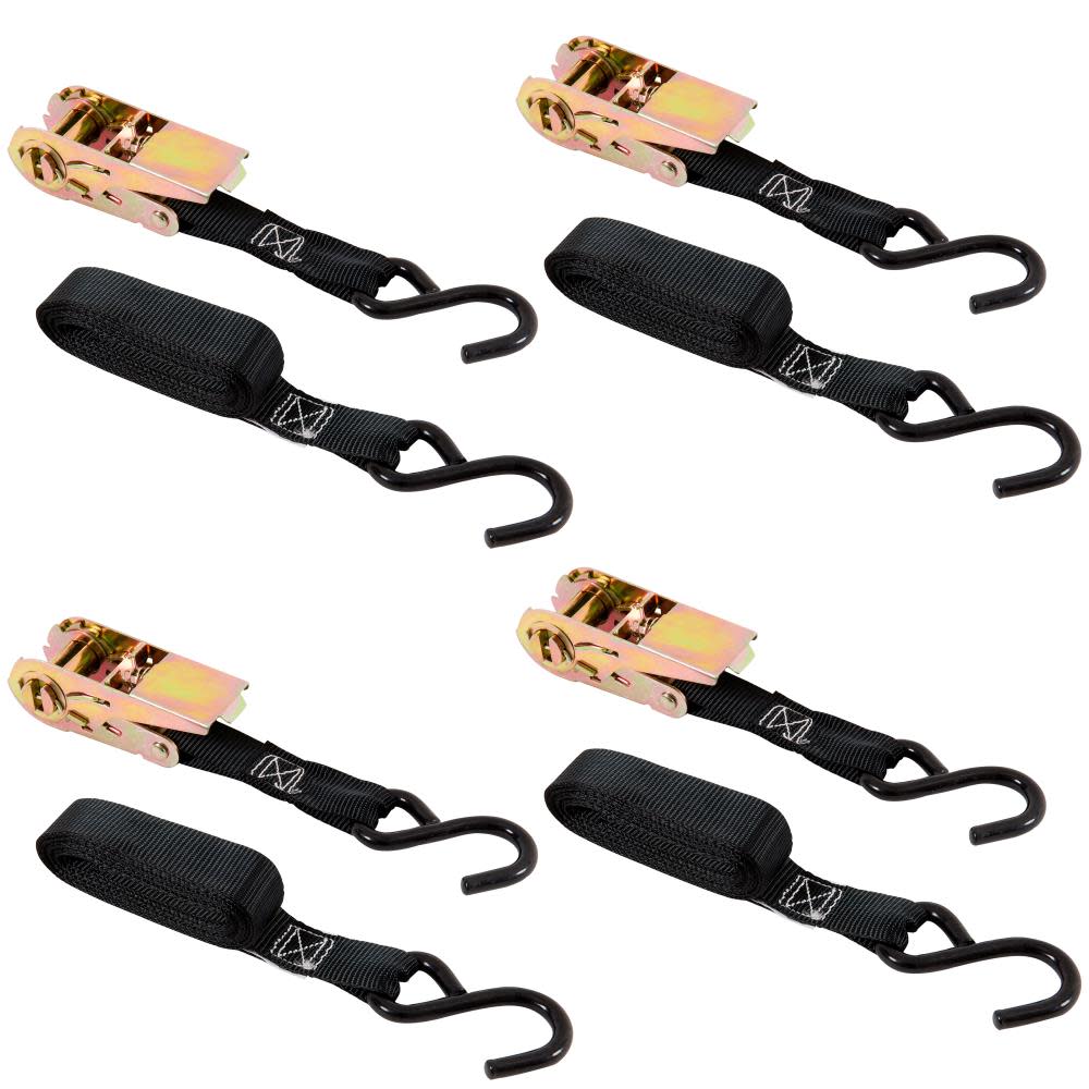 Keeper 10Ft. x 1In. Ratchet Tie-Down 300Lb Capacity S Hooks (4pk) - Flockneti