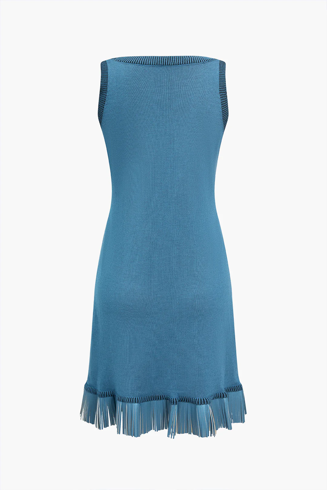 Knit Fringe Hem Sleeveless Dress - Flockneti
