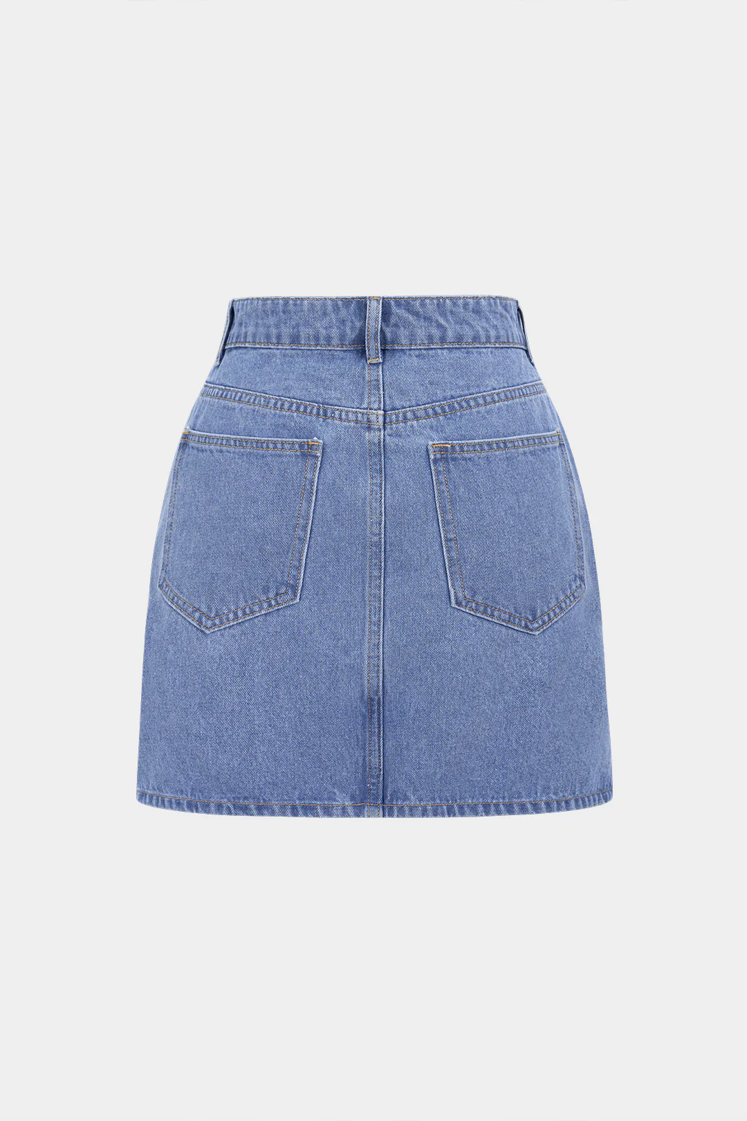 Denim Patchwork Asymmetrical Zipper Frayed Skirt - Flockneti