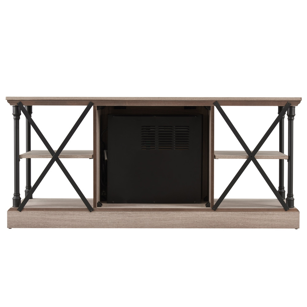 Hearthpro Industrial Open Abrasive Grain Coat Architecture Media Electric Fireplace - Flockneti