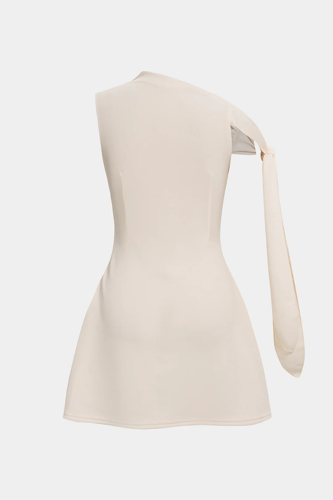 Asymmetrical Tie-Up One Shoulder Sleeveless Mini Dress - Flockneti