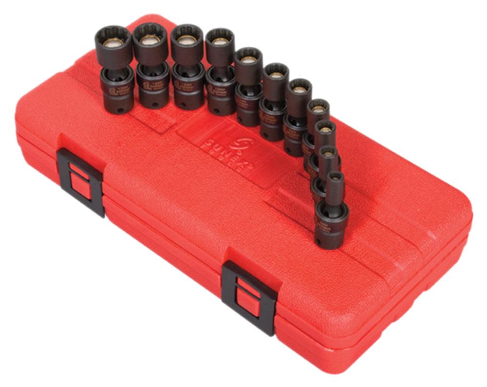 Sunex 1/4 In. Drive Metric 12pt Universal Magnetic Impact Socket Set - Flockneti
