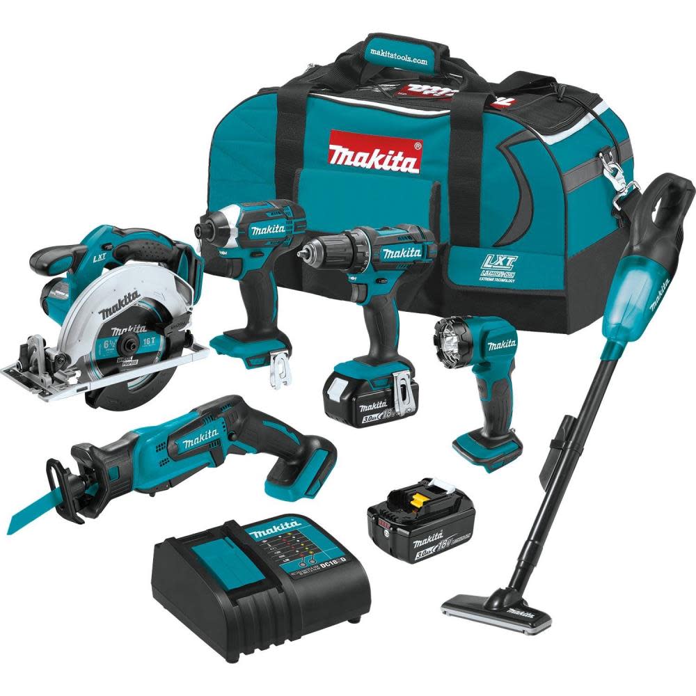 Makita 18V LXT Lithium-Ion Cordless 6-Piece Combo Kit (3.0Ah) - Flockneti