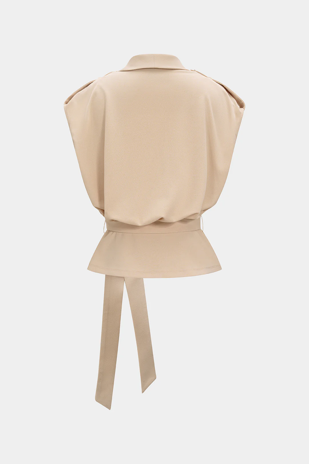Linen Tie Front Asymmetrical Vest - Flockneti