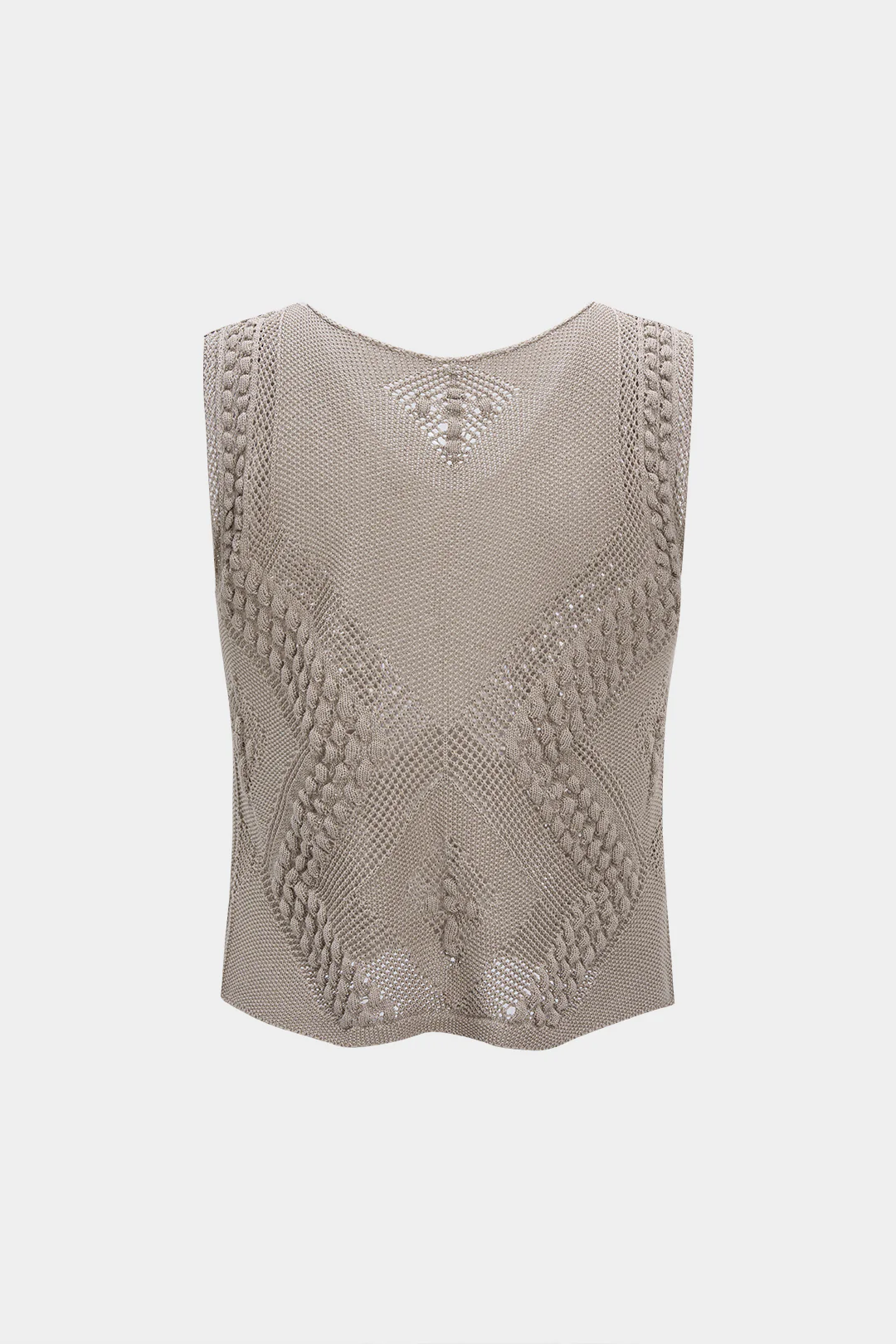 Knit V-Neck Hollow Out Tank Top - Flockneti
