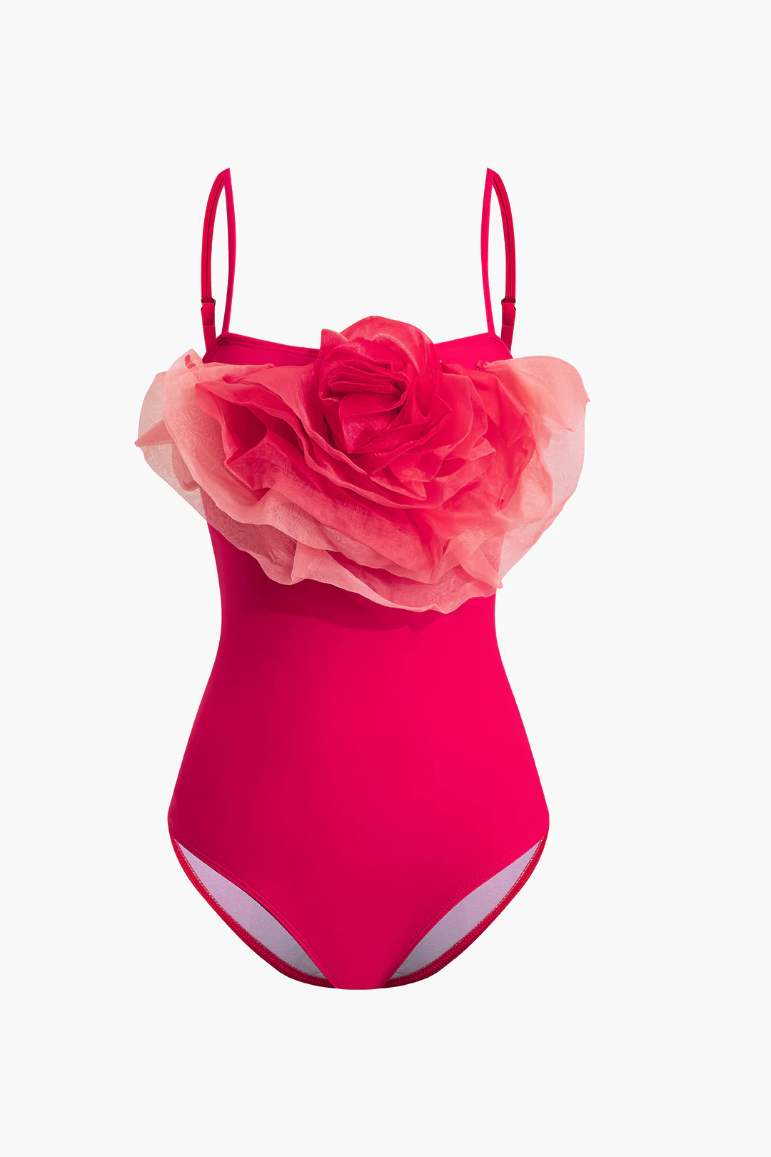 3D Flower Decor Asymmetrical Ruched Bikini Set - Flockneti