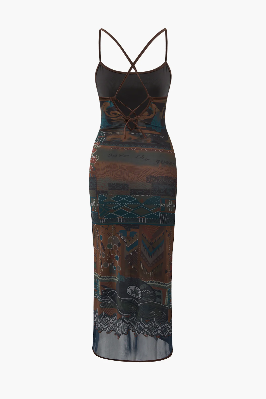 Mesh Crossed Sleeveless Midi Dress - Flockneti