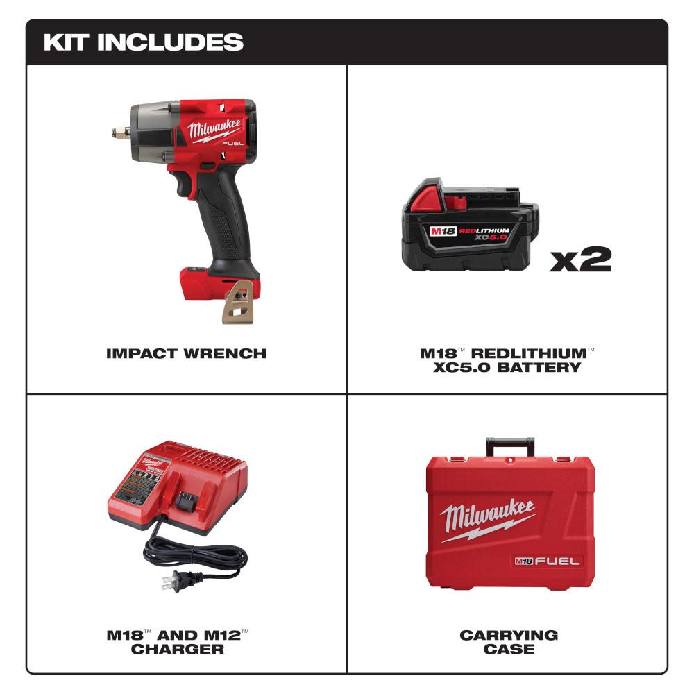 Milwaukee M18 FUEL 3/8 Mid-Torque Impact Wrench with Friction Ring Kit - Flockneti
