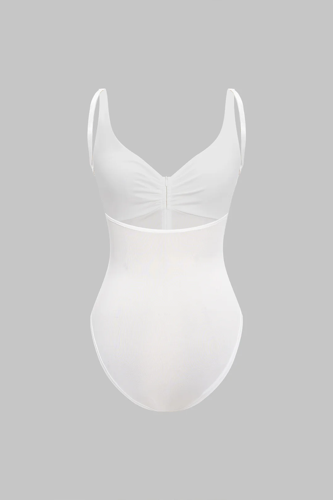 Low V-Neck Ruched Zipper Backless Sleeveless Bodysuit - Flockneti