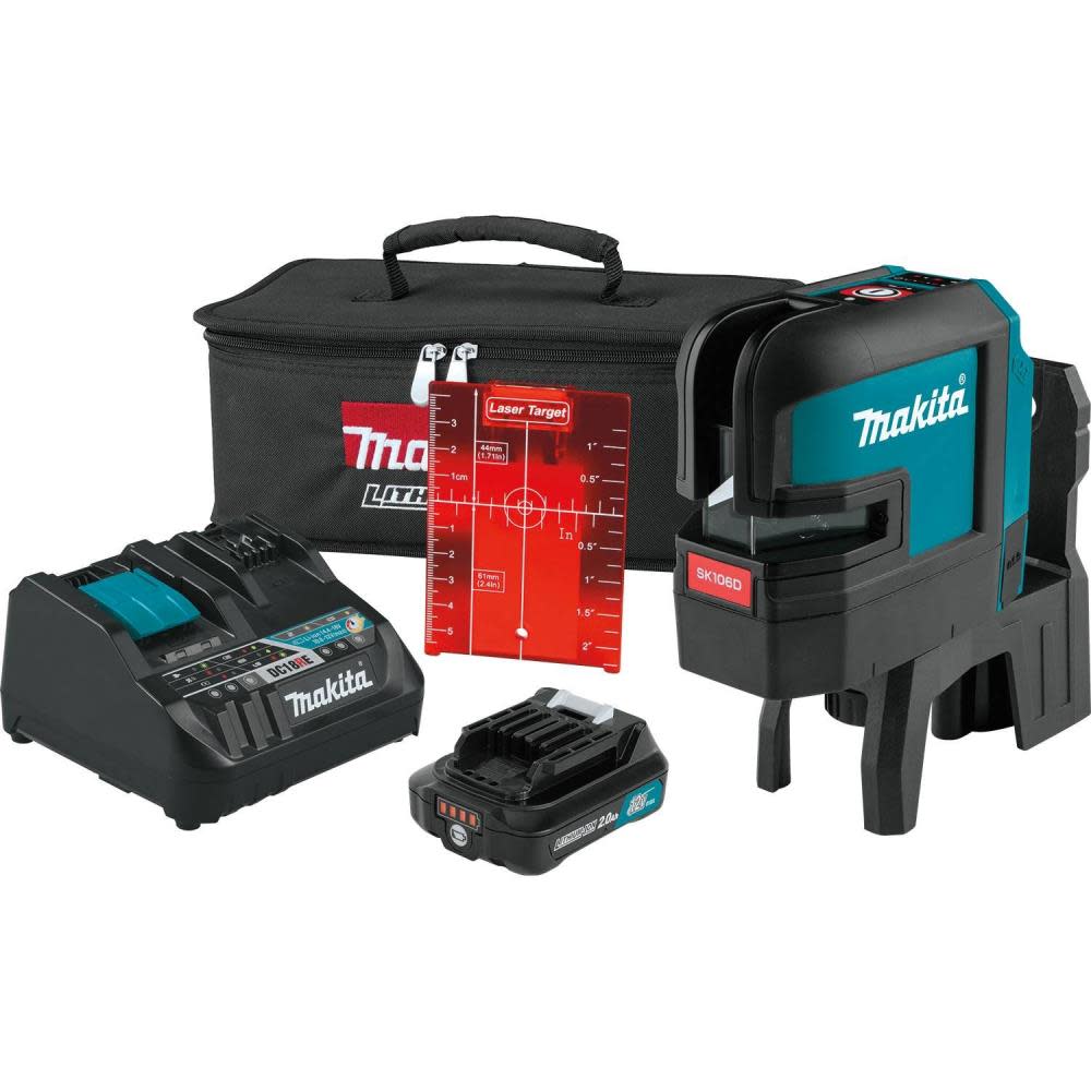 Makita 12V Max CXT Self-Leveling Cross-Line/4-Point Red Beam Laser Kit - Flockneti
