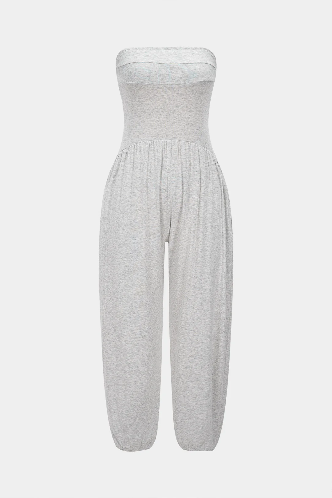 Solid Ruched Strapless Jumpsuit - Flockneti
