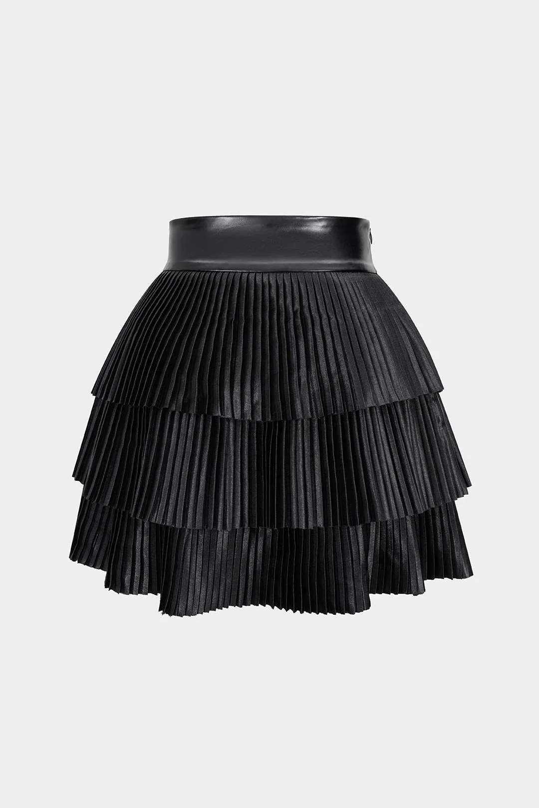 Satin Finish Pleated Layered Skirt - Flockneti