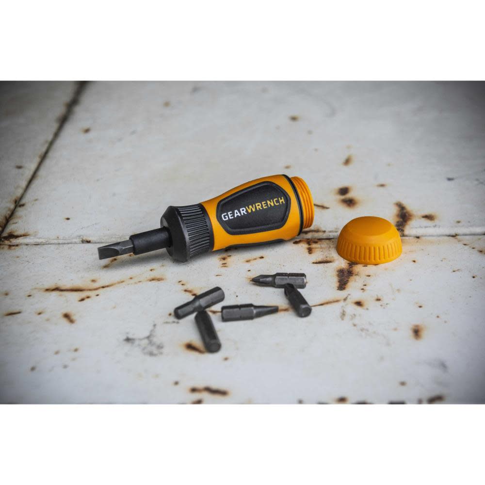 GEARWRENCH Multi Bit Driver Stubby Ratcheting 6 in 1 - Flockneti
