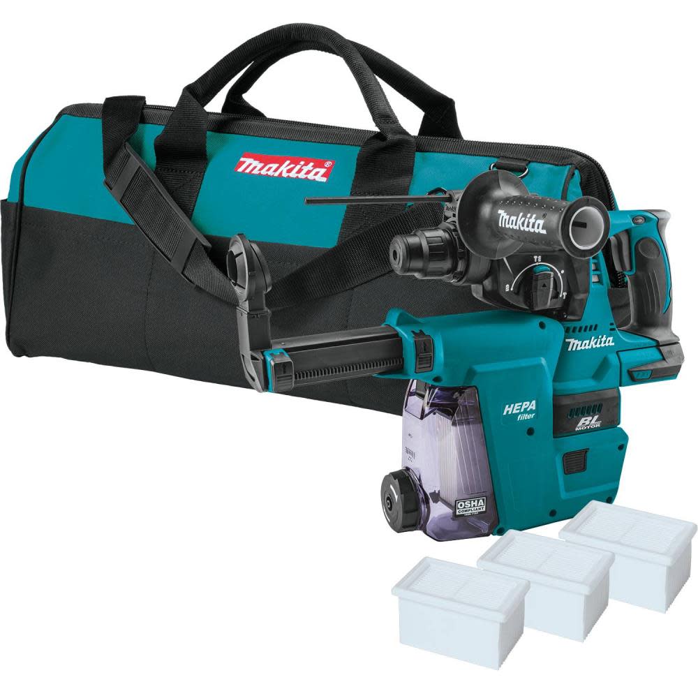 Makita 18V LXT Rotary Hammer 1″ with HEPA Dust Extractor Attachment Bare Tool - Flockneti