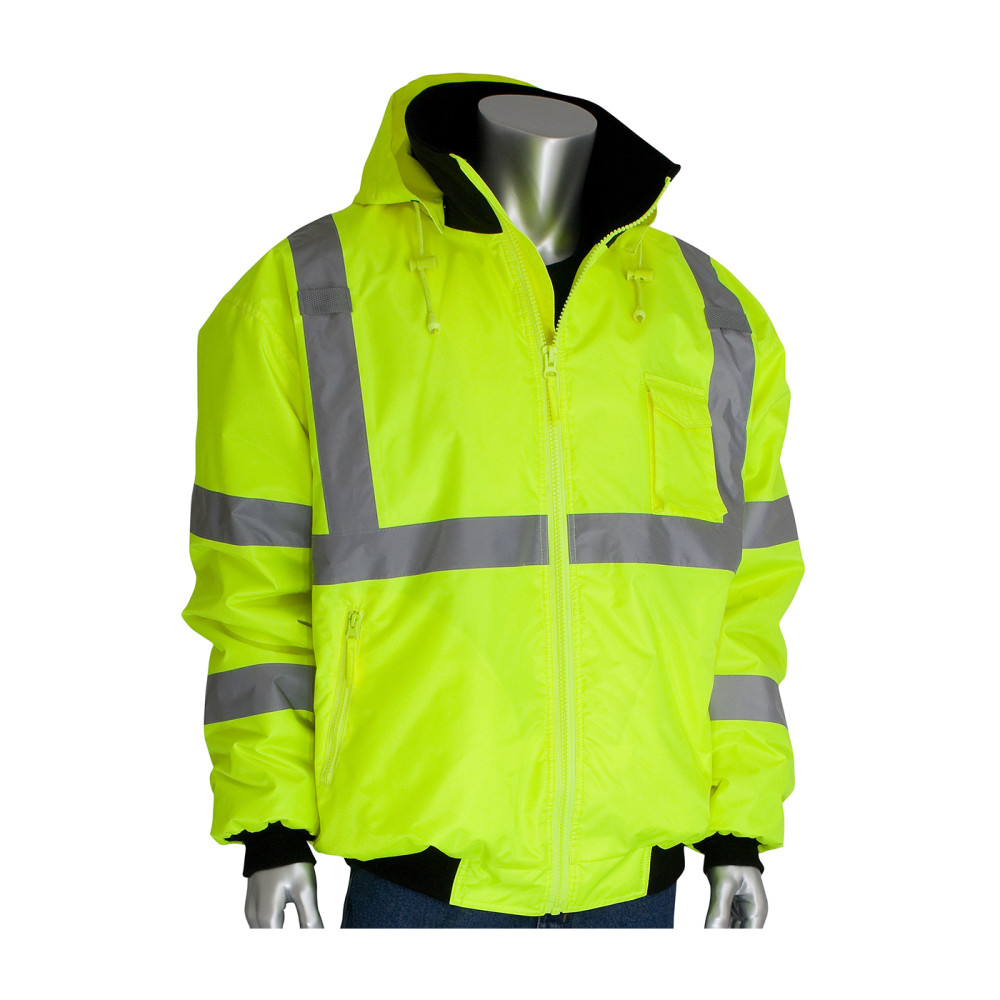 Protective Industrial Products ANSI R3 Bomber Jacket Hi Vis Lime Yellow Small - Flockneti