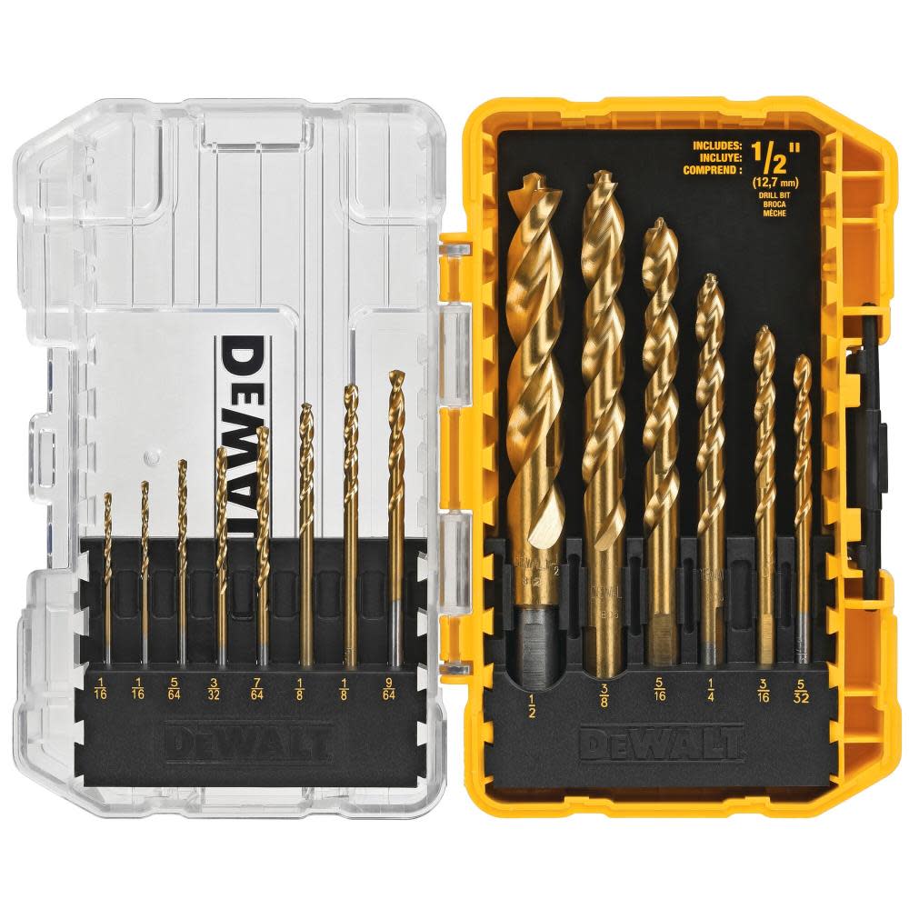 DEWALT 14-PC Titanium Nitride Coating PP Drill Bit Set - Flockneti