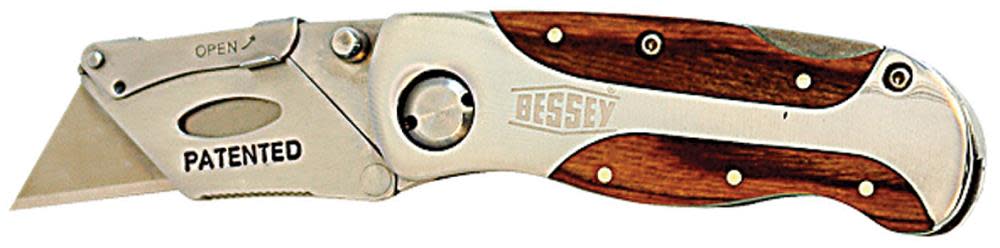 Bessey Folding Utility Knife Wood Inlay Handle - Flockneti