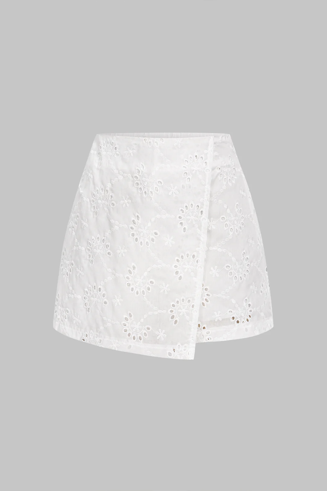 Textured Hollow Out Asymmetrical Skirt - Flockneti