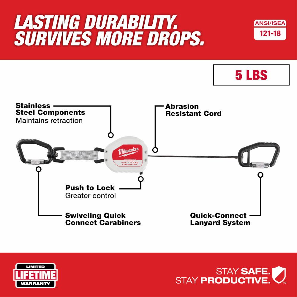 Milwaukee Tool Lanyard Retractable 5Lbs 50″ - Flockneti