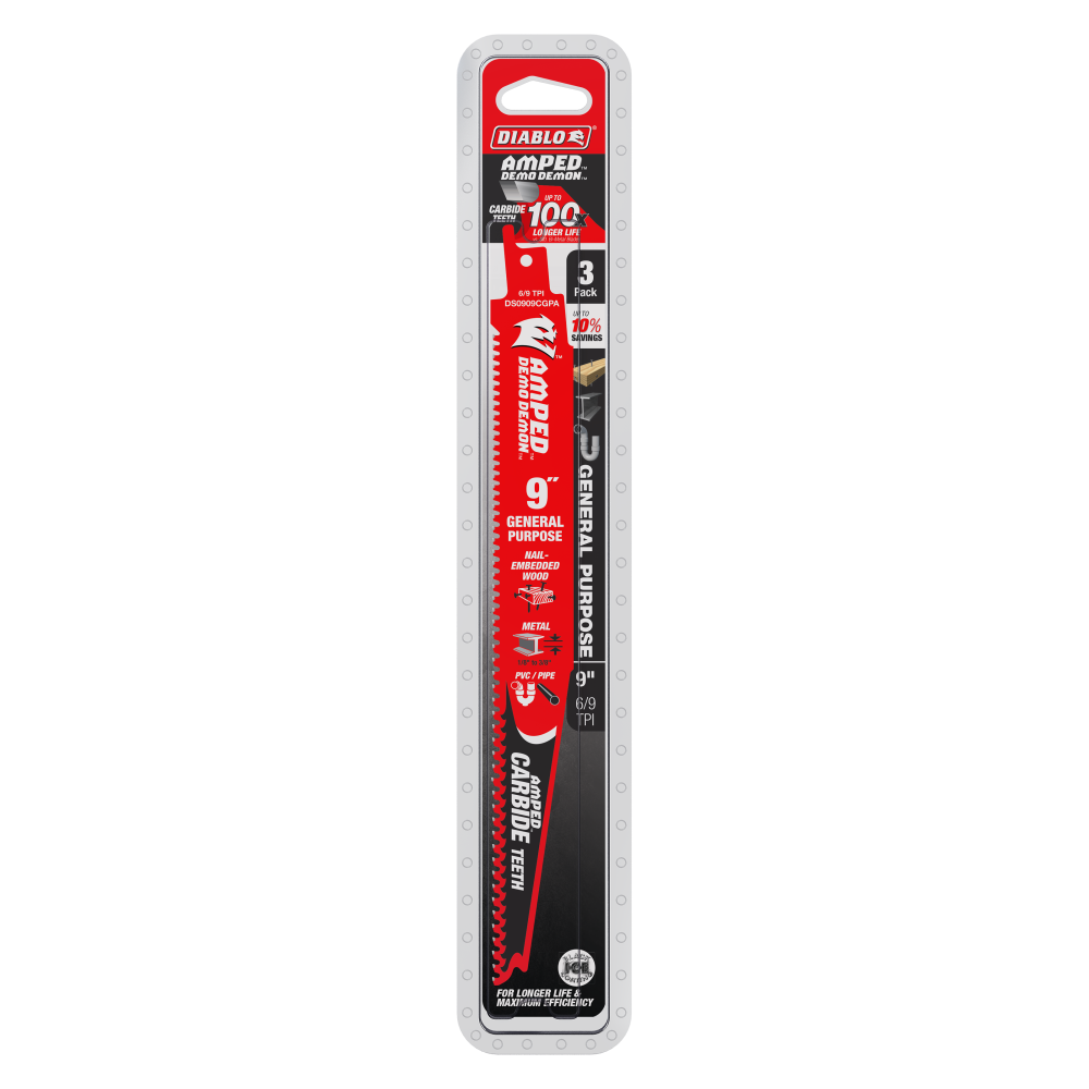 Diablo Tools 9″ Demo Demon Amped Carbide General Purpose Reciprocating Blade 3pk - Flockneti
