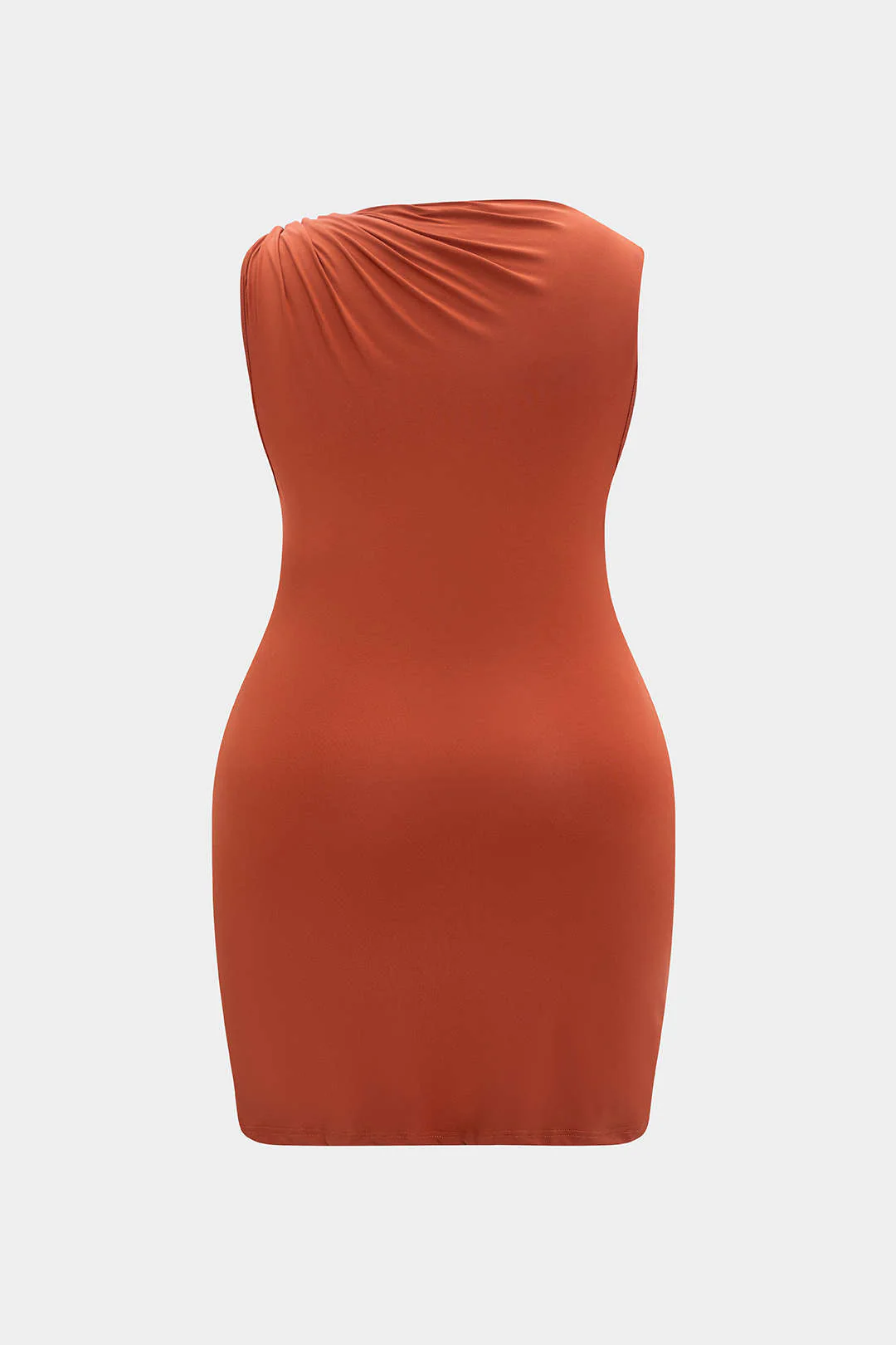 Plus Size Ruched Metallic Decor Sleeveless Mini Dress - Flockneti