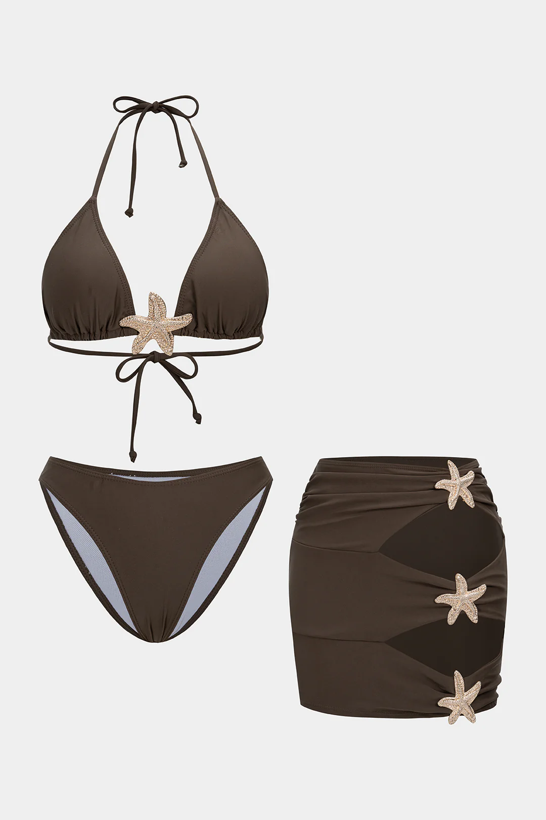 Metallic Cut Out Tie Back Bikini Set - Flockneti
