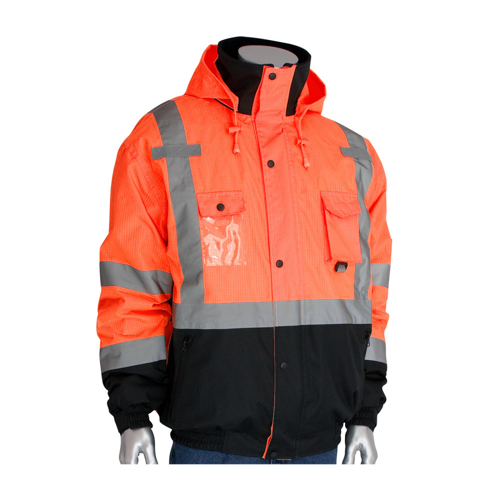 Protective Industrial Products ANSI R3 Premium Plus Bomber Jacket Hi Vis Orange Large - Flockneti