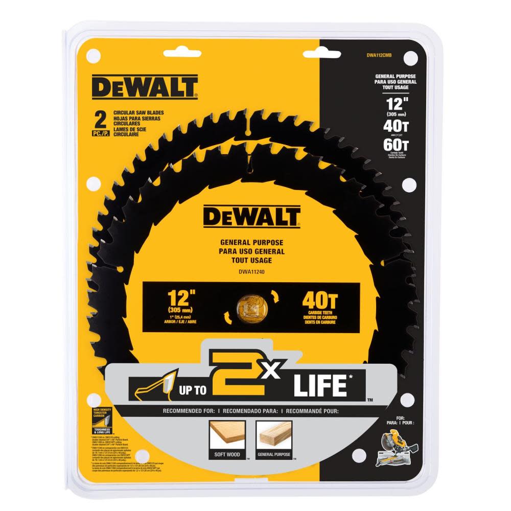 DEWALT 12″ 40T & 60T Circular Saw Blades 2pk - Flockneti