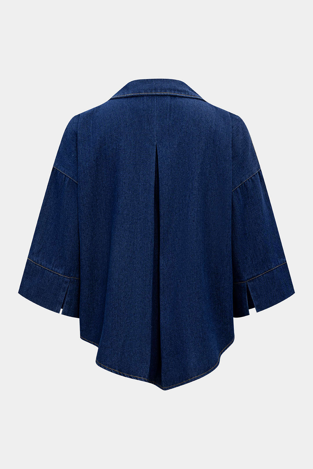 Denim V-Neck Short Sleeve Shirt - Flockneti