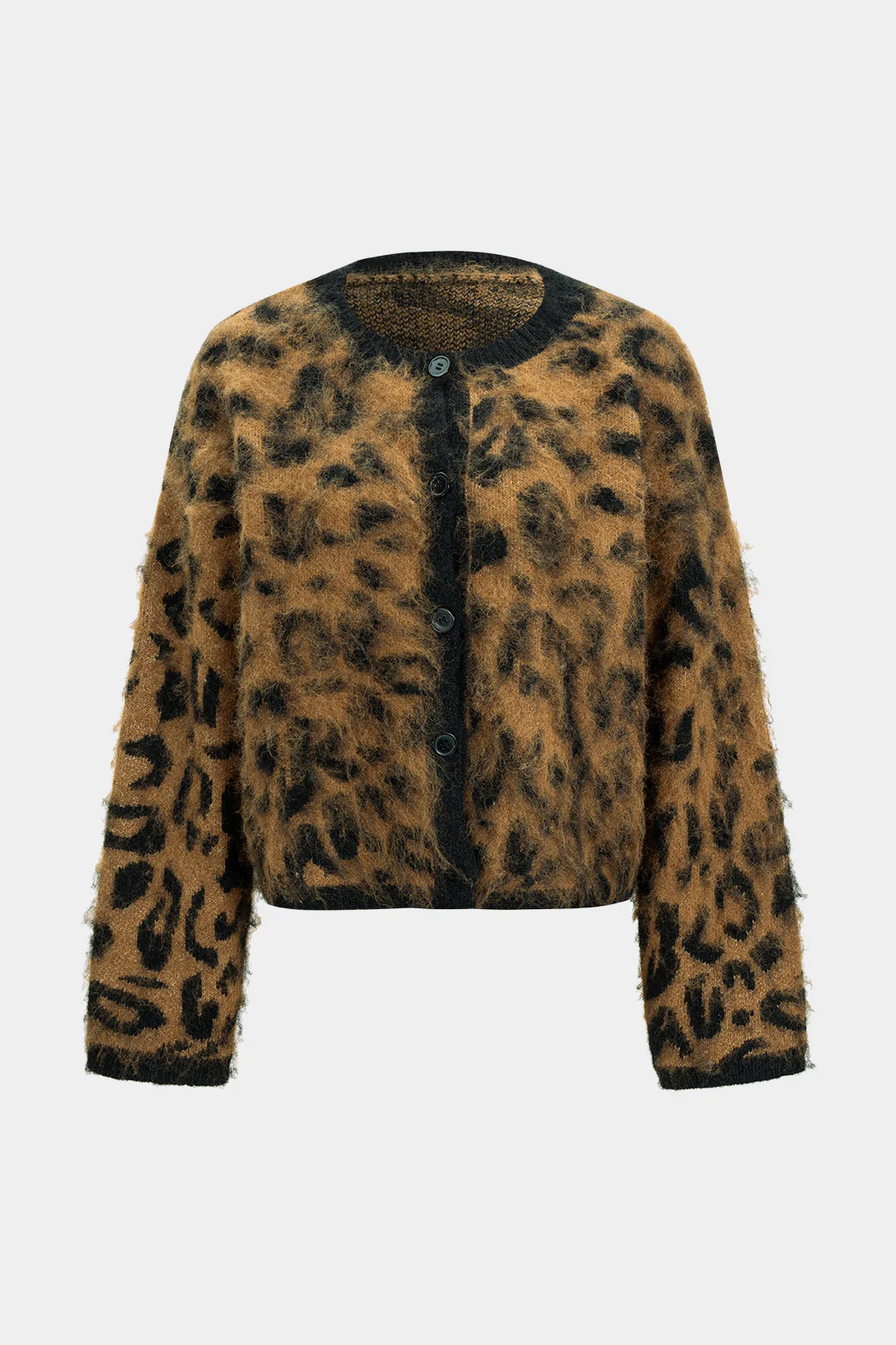 Knit Leopard Print Button Cardigan - Flockneti