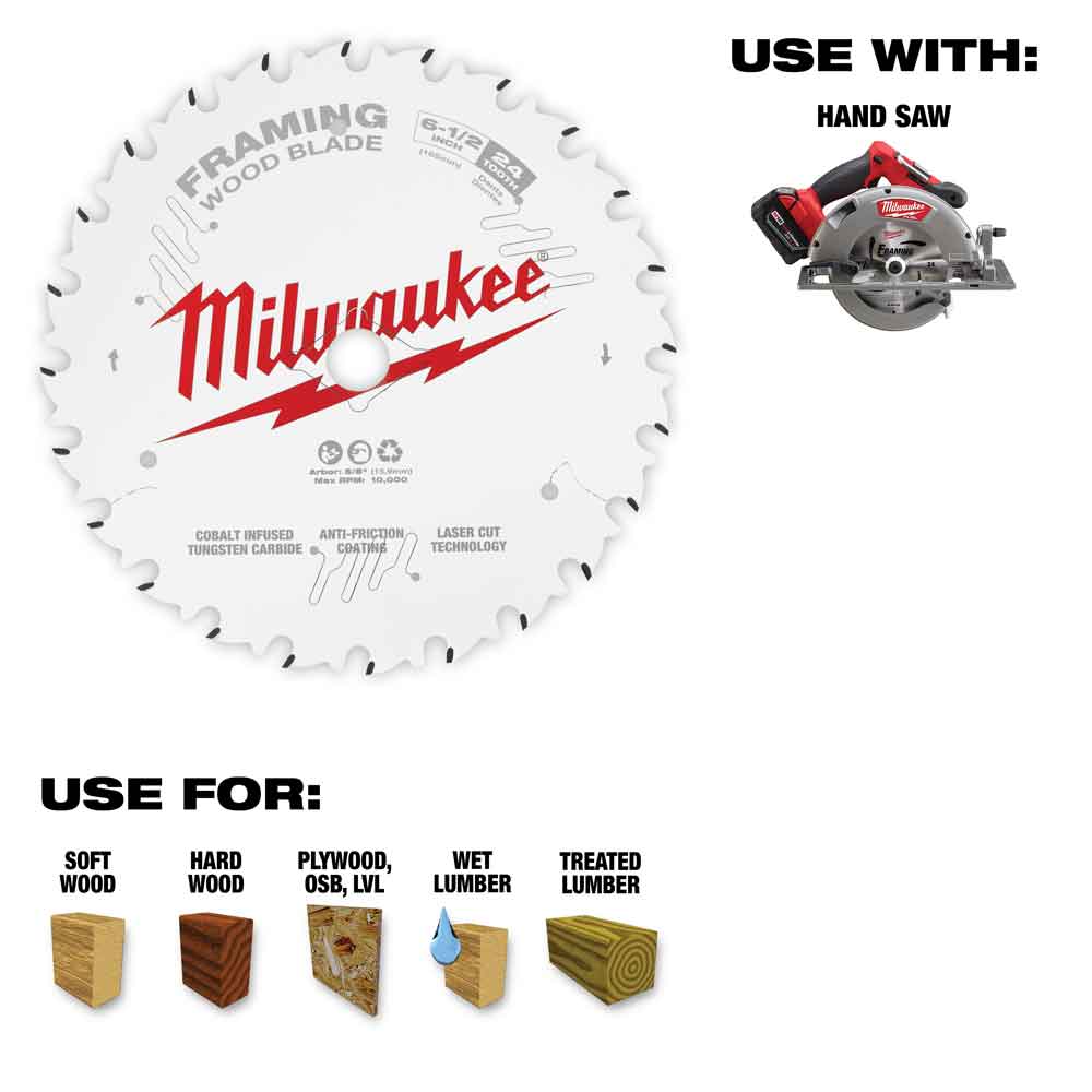 Milwaukee 6-1/2 in. 24T Framing Circular Saw Blade - Flockneti