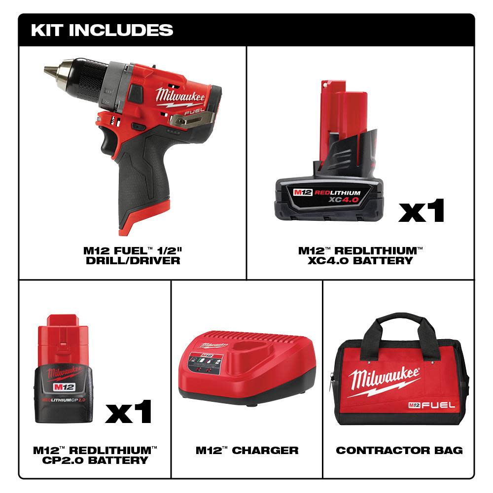 Milwaukee M12 FUEL 1/2 In. Drill Driver Kit - Flockneti