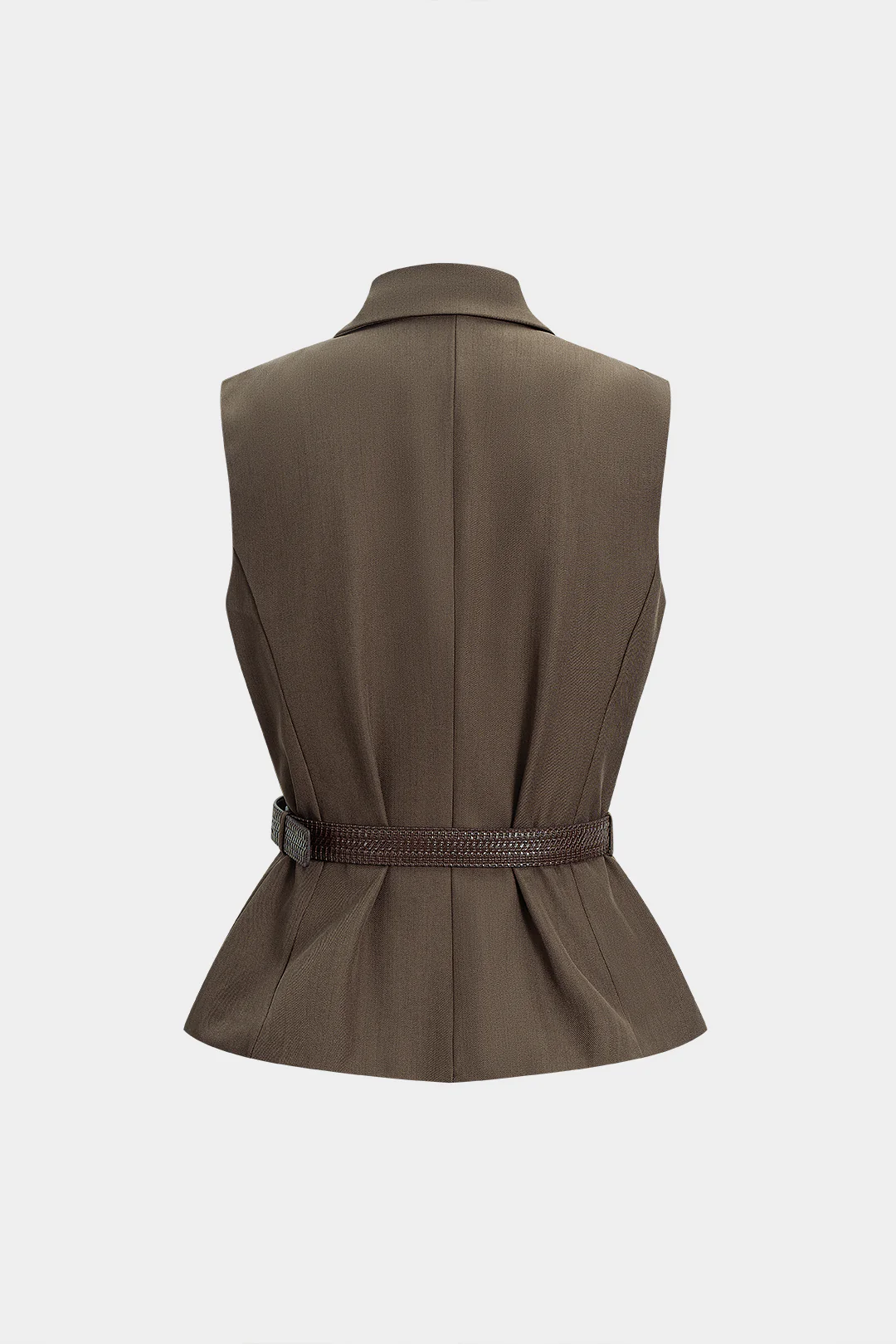 Notched Lapel Belted Vest - Flockneti