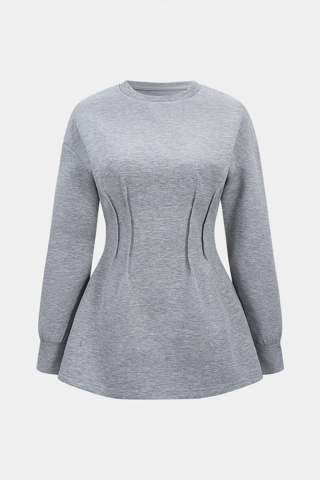 Round Neck Waist-Cinching Sweatshirt - Flockneti