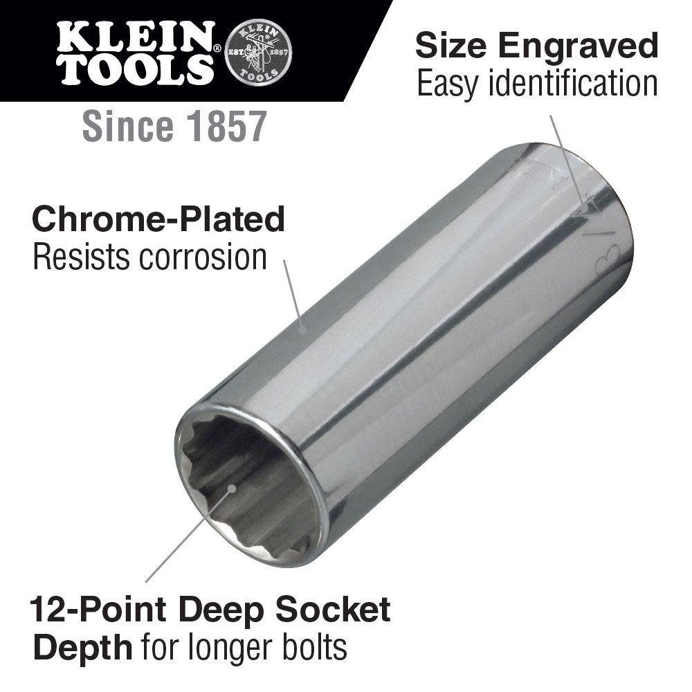 Klein Tools 13/16″ Deep 12-Pt Socket 1/2″ Drive - Flockneti