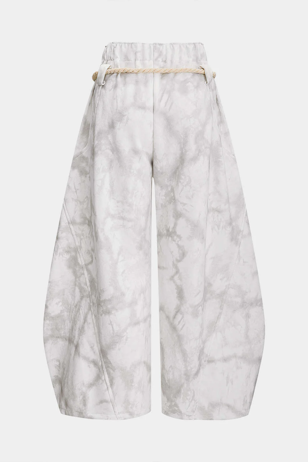 Marble Tie Dye Print Tie-Up Wide Leg Trousers - Flockneti