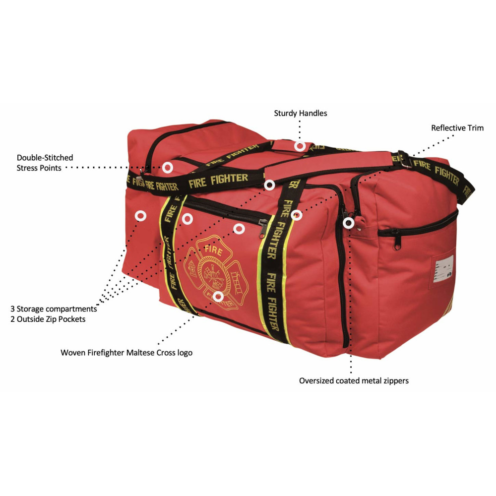 Occunomix Firefighter Gear Bag Red with Firefighter Emblem - Flockneti